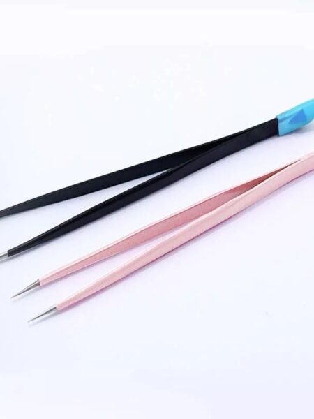 Пинцет металлический для дизайна розовый